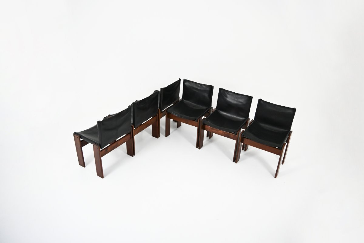 Chaises de salle à manger Monk par Afra & Tobia Scarpa pour Molteni, années 1970, set de 6-photo-1