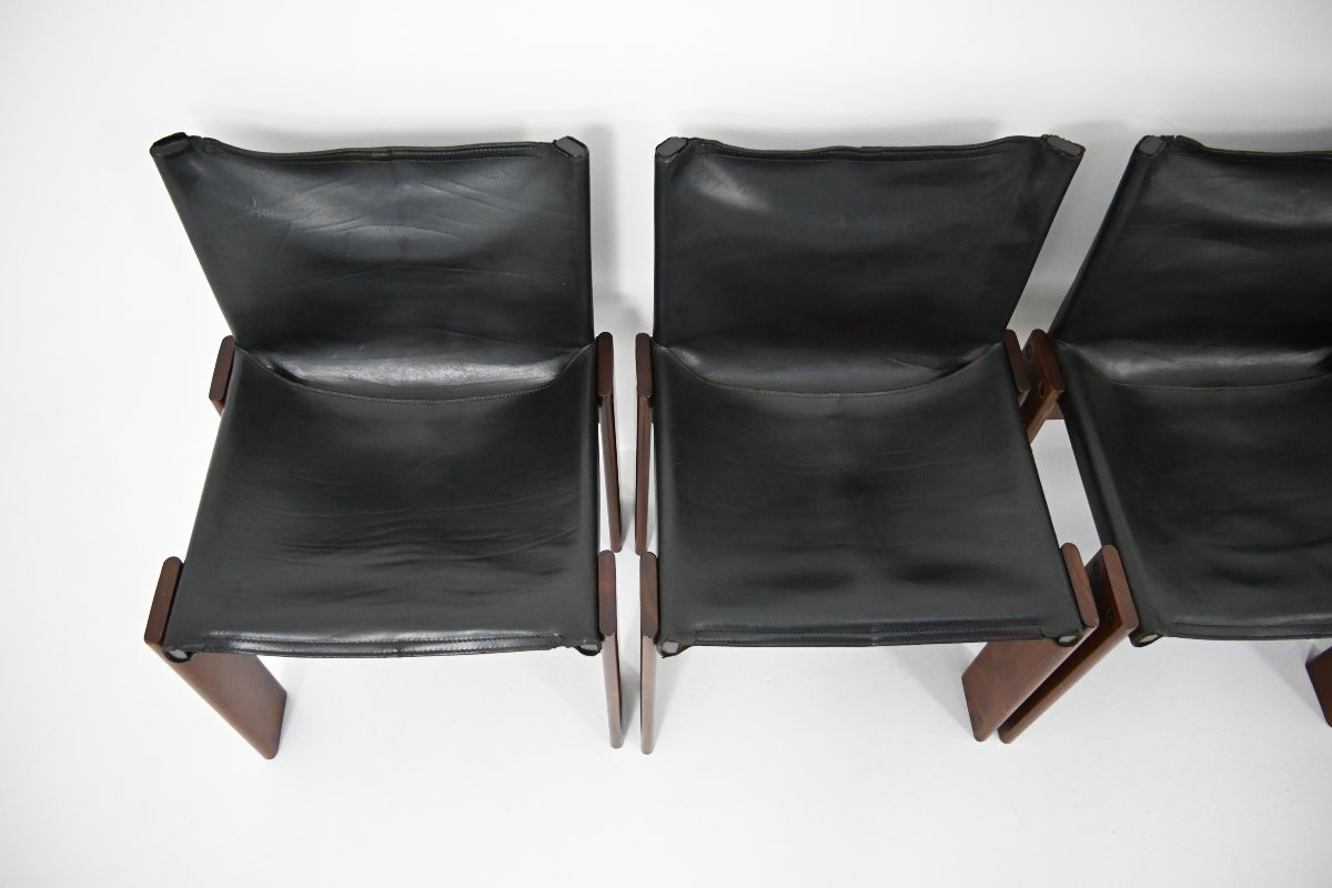 Chaises de salle à manger Monk par Afra & Tobia Scarpa pour Molteni, années 1970, set de 6-photo-3