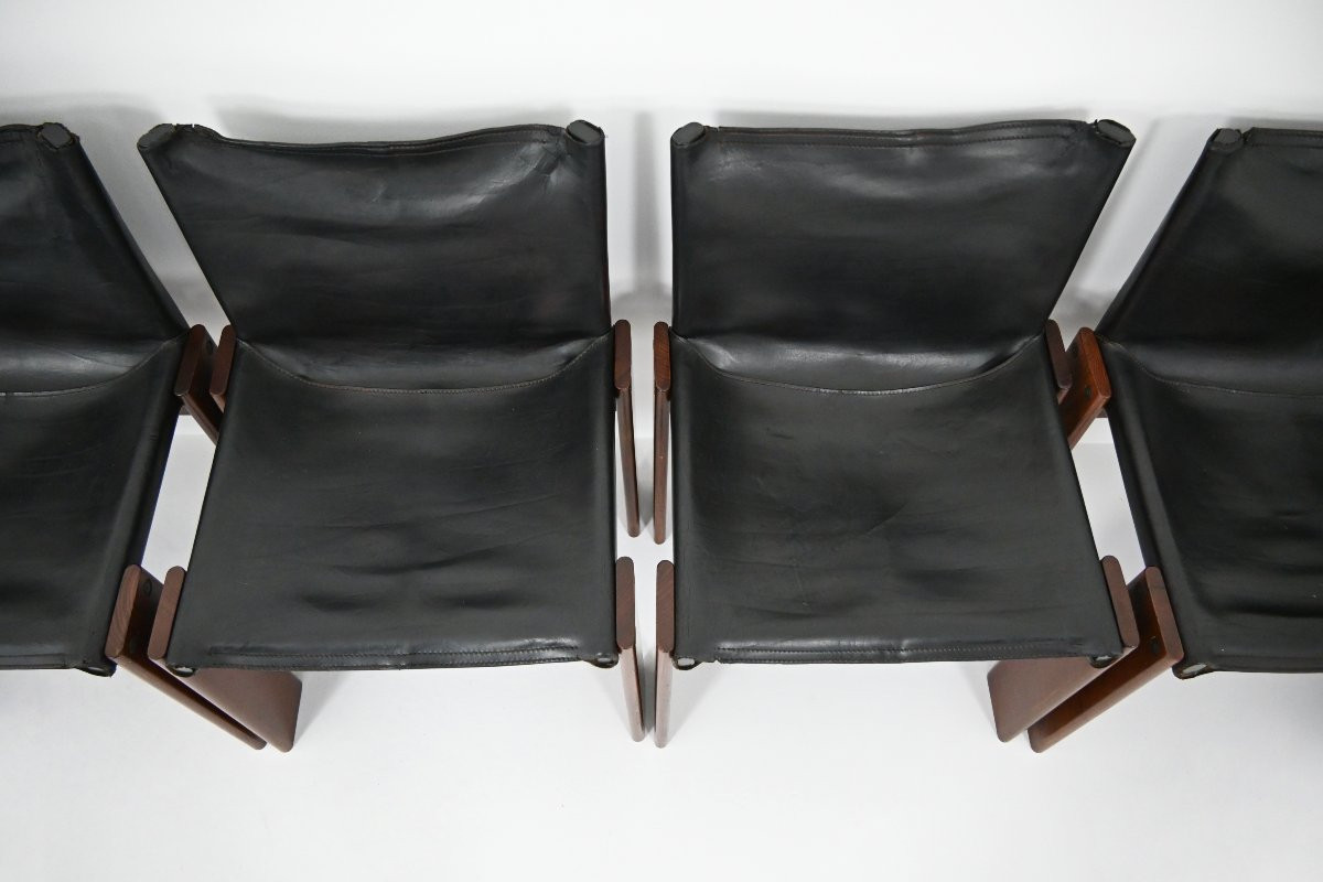 Chaises de salle à manger Monk par Afra & Tobia Scarpa pour Molteni, années 1970, set de 6-photo-4
