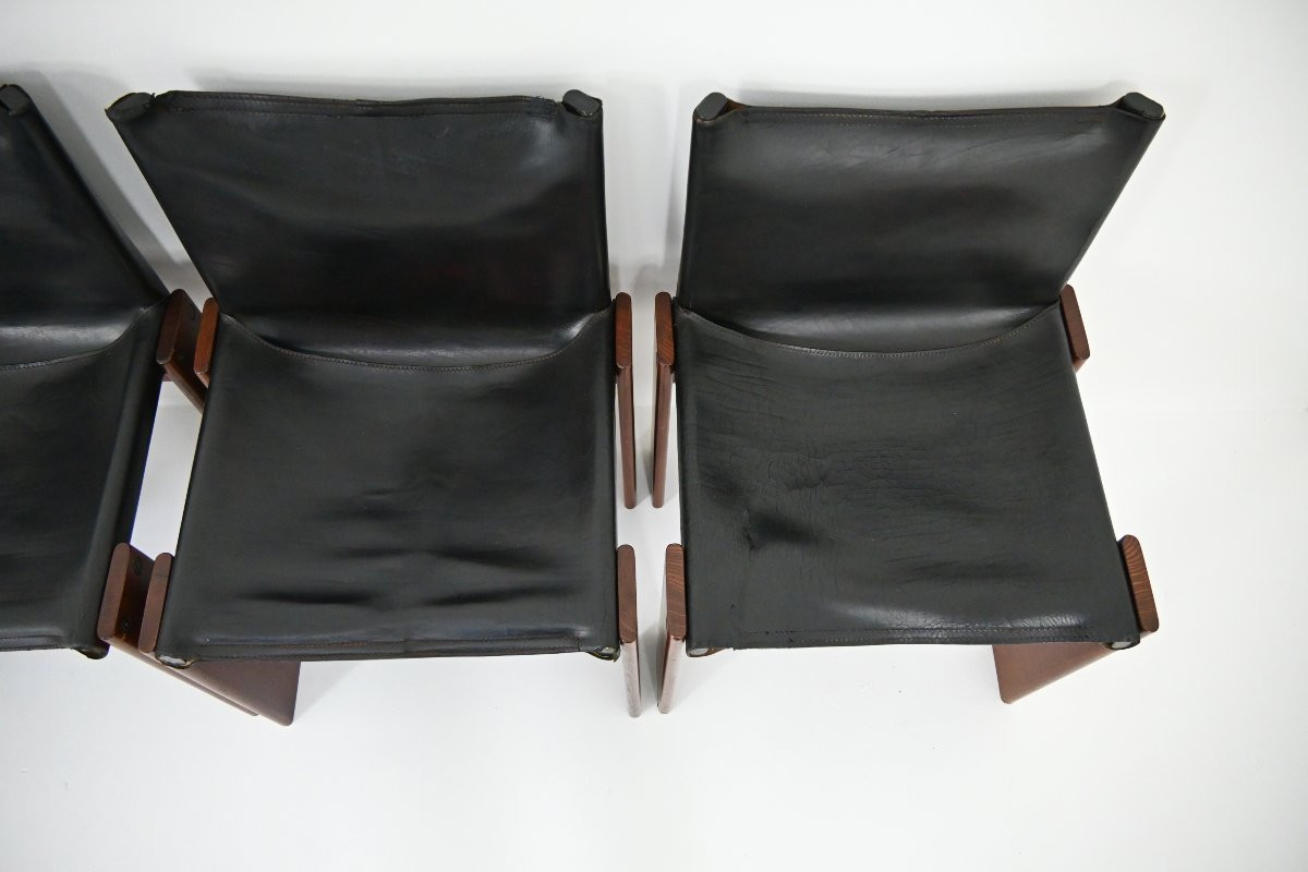 Chaises de salle à manger Monk par Afra & Tobia Scarpa pour Molteni, années 1970, set de 6-photo-5