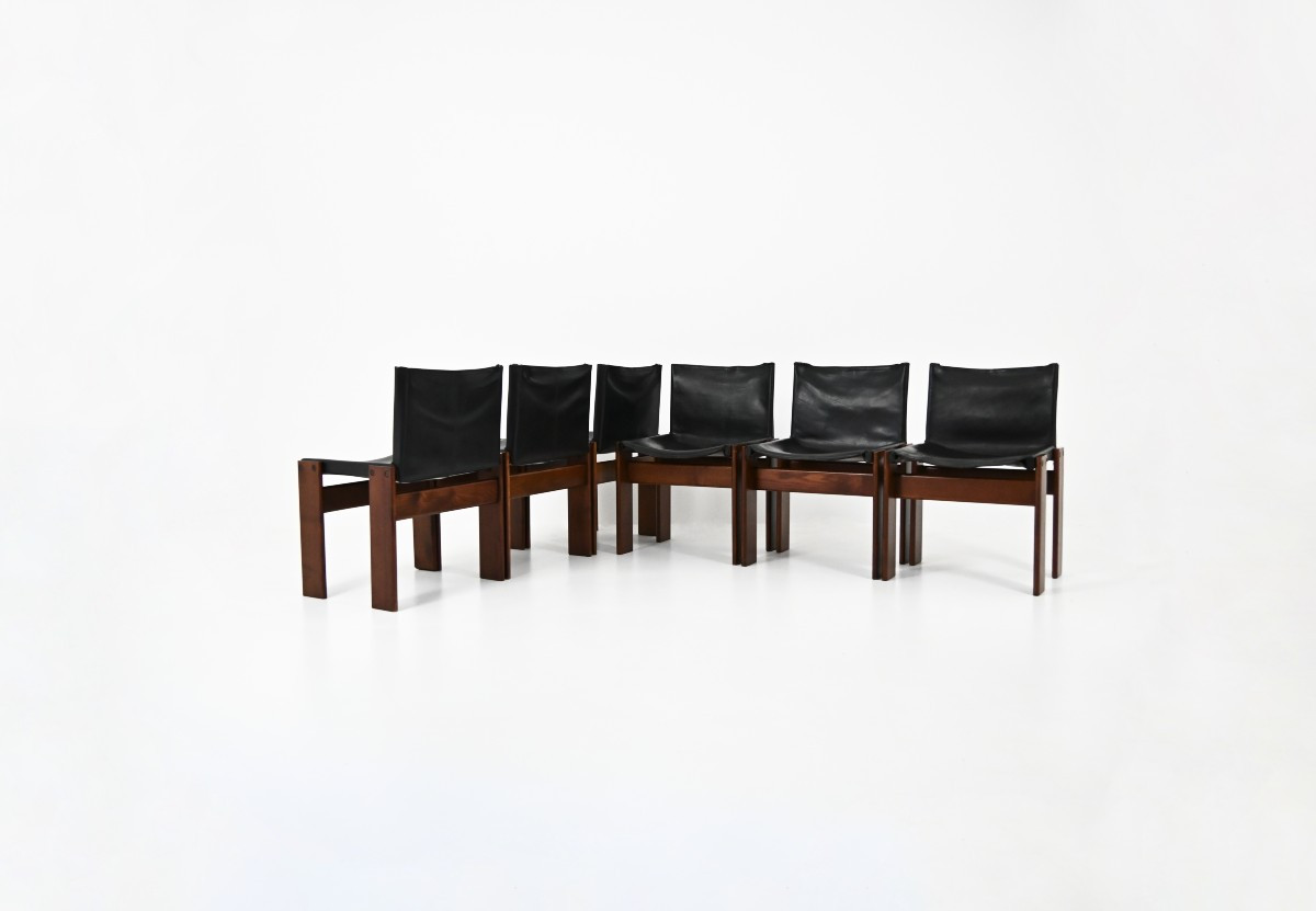 Chaises de salle à manger Monk par Afra & Tobia Scarpa pour Molteni, années 1970, set de 6
