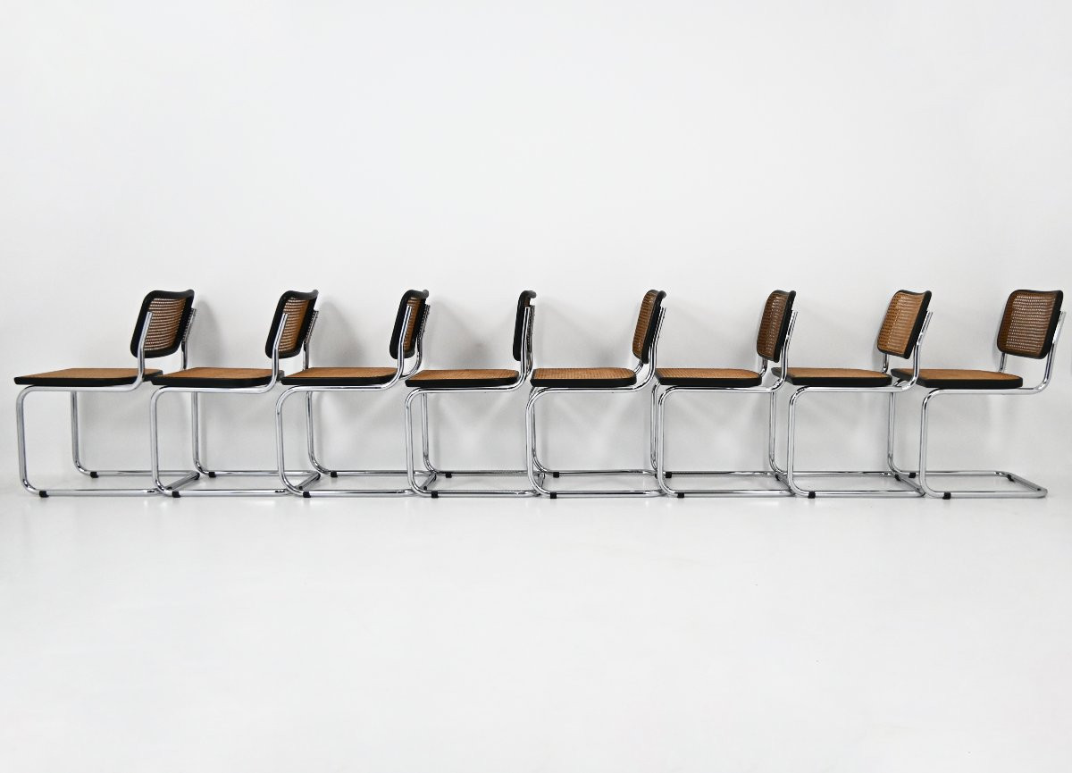 Set Of 8 Marcel Breuer B32 Dining Chairs-photo-4