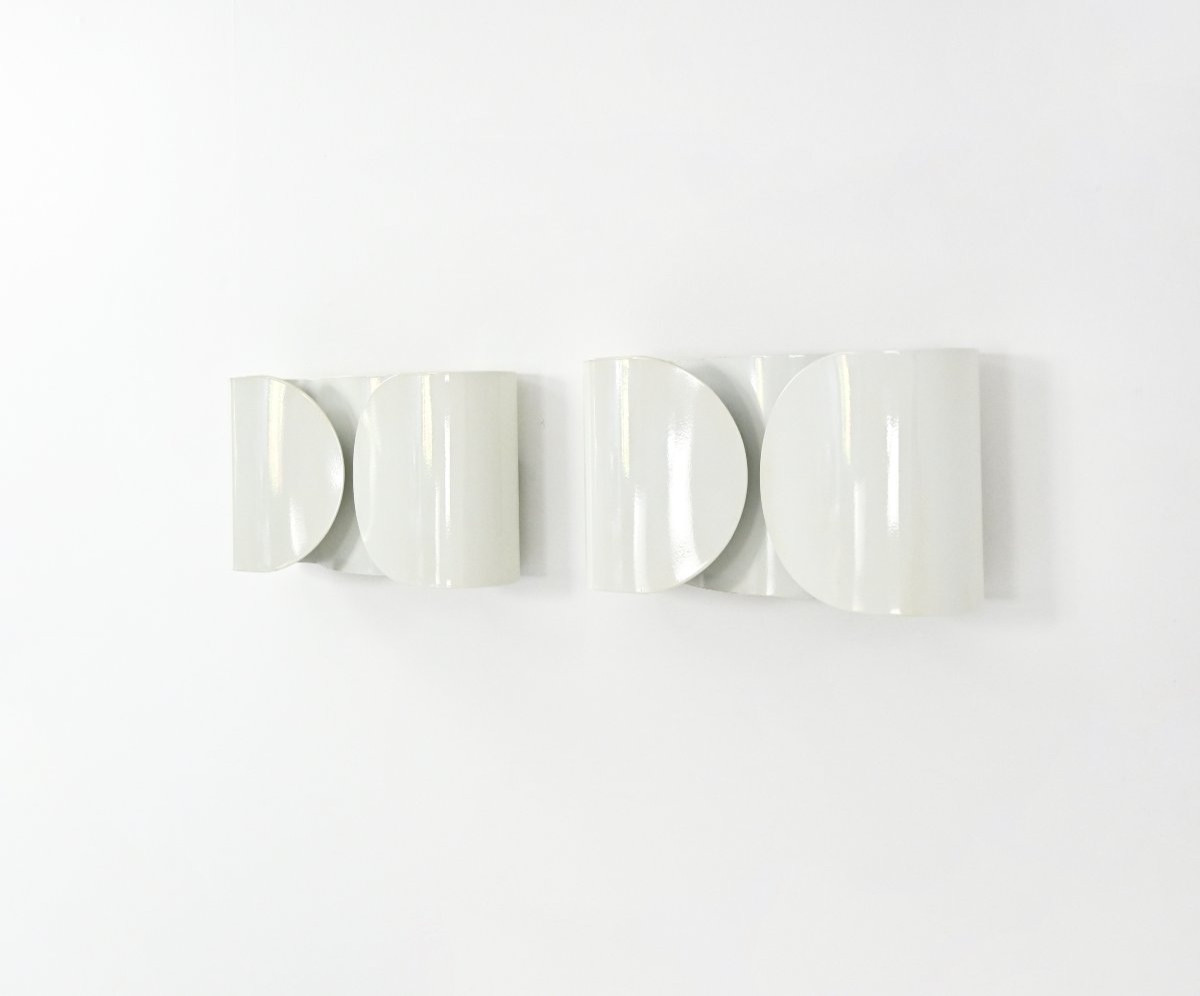 White Foglio Sconces By Tobia & Afra Scarpa For Flos, 1960s, Set Of 2-photo-1
