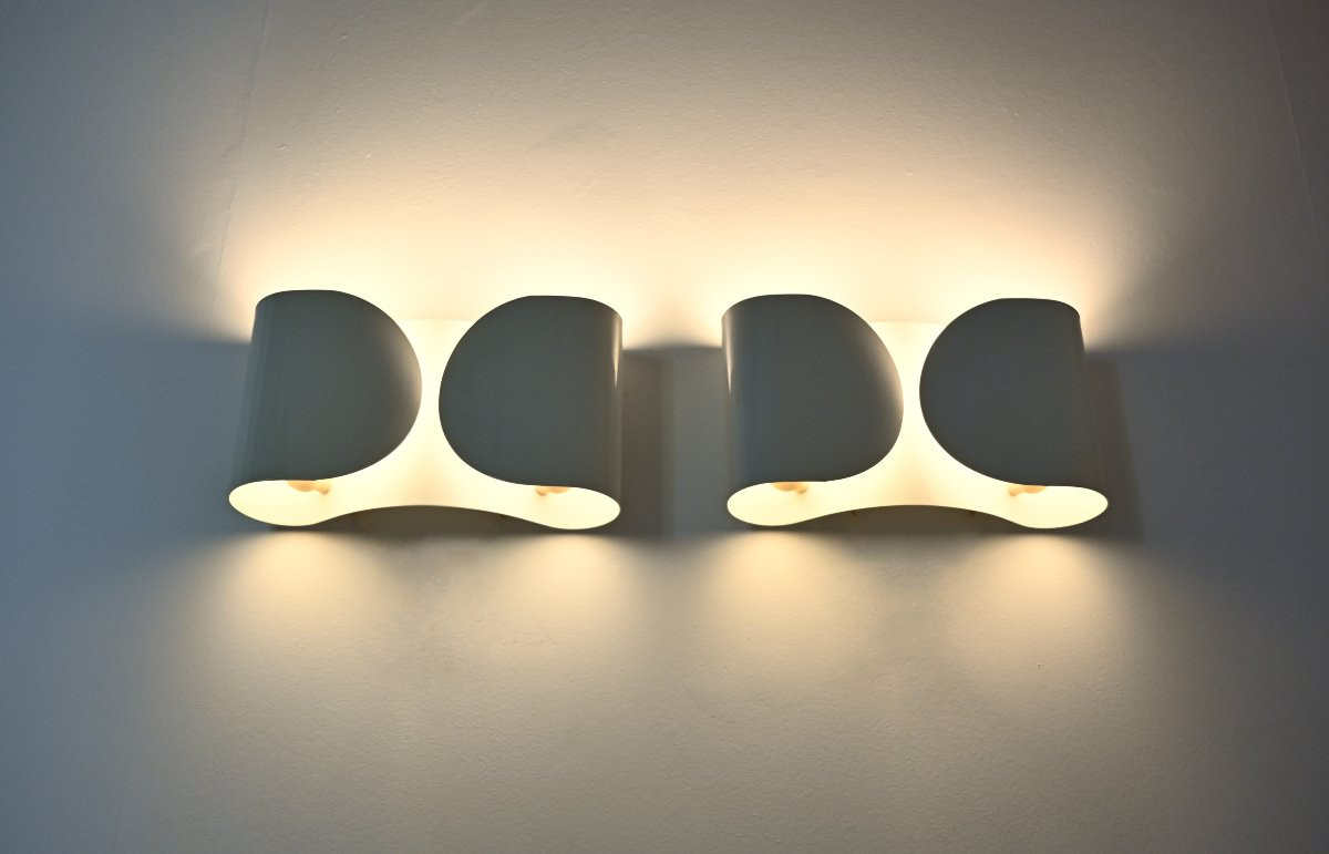 White Foglio Sconces By Tobia & Afra Scarpa For Flos, 1960s, Set Of 2-photo-3