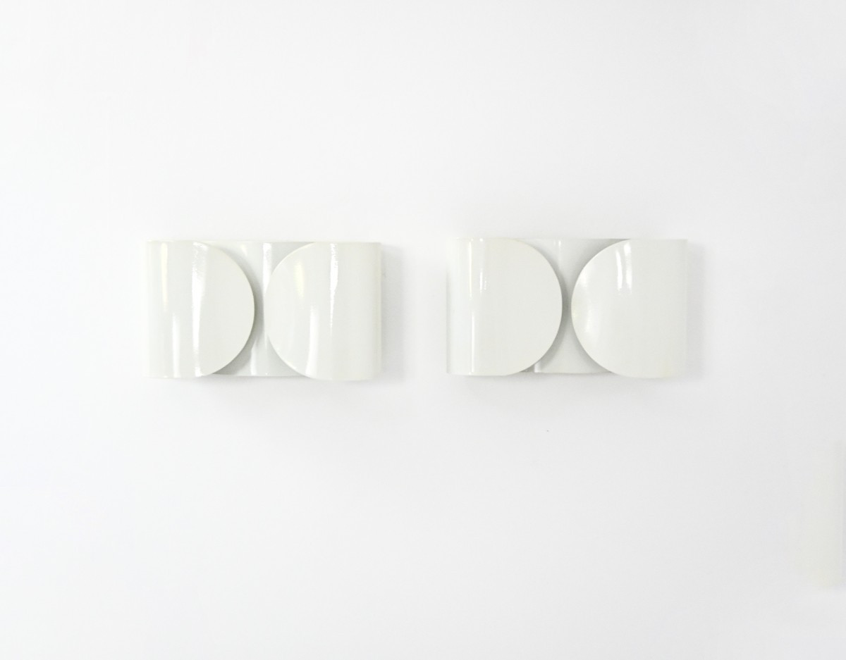 White Foglio Sconces By Tobia & Afra Scarpa For Flos, 1960s, Set Of 2