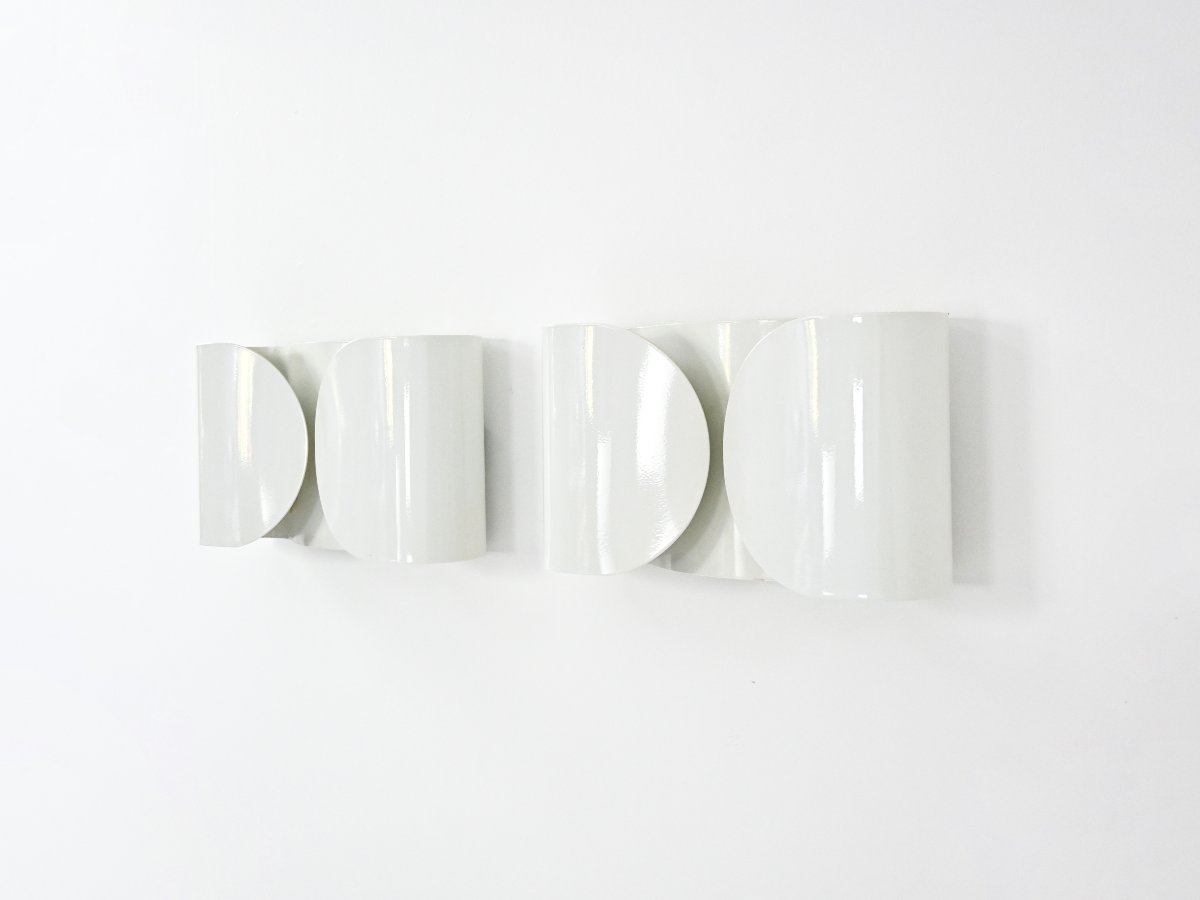 White Foglio Sconces By Tobia & Afra Scarpa For Flos, 1960s, Set Of 2-photo-1