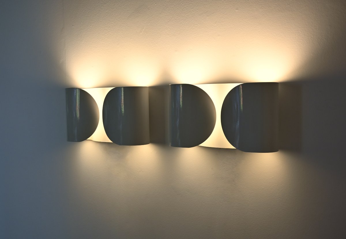 White Foglio Sconces By Tobia & Afra Scarpa For Flos, 1960s, Set Of 2-photo-2
