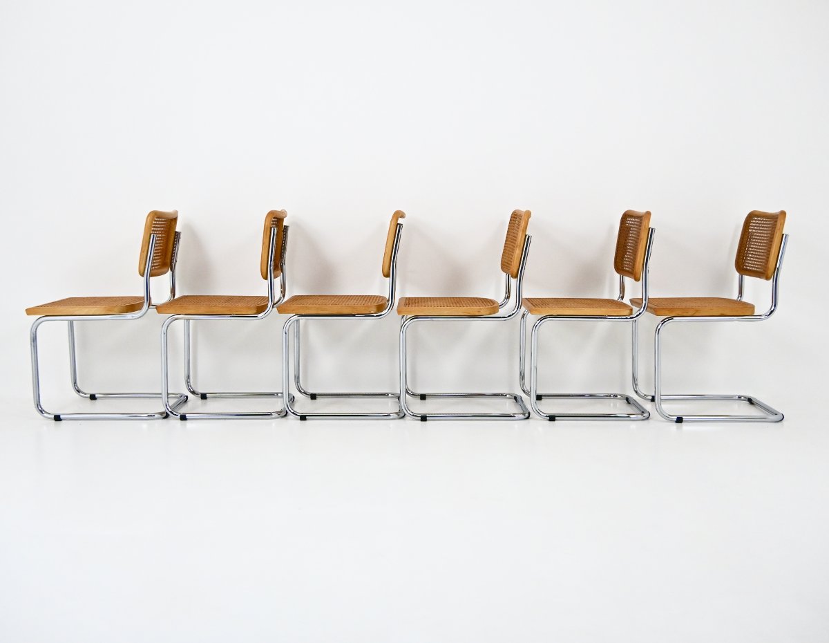 Set Of 6 Marcel Breuer B32 Dining Chairs-photo-4