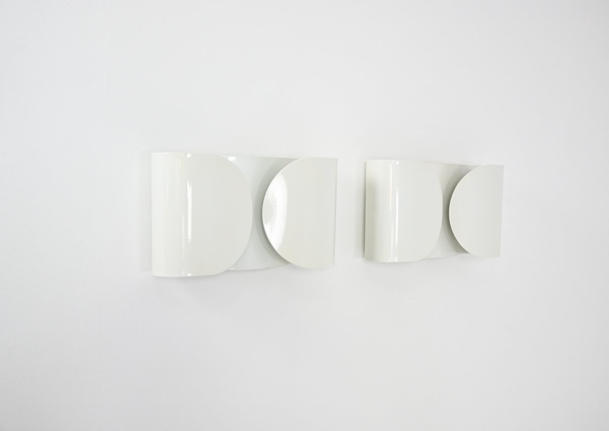 White Foglio Sconces By Tobia & Afra Scarpa For Flos, 1960s, Set Of 2-photo-3