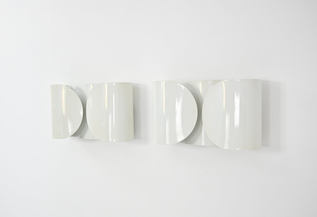 White Foglio Sconces By Tobia & Afra Scarpa For Flos, 1960s, Set Of 2-photo-1