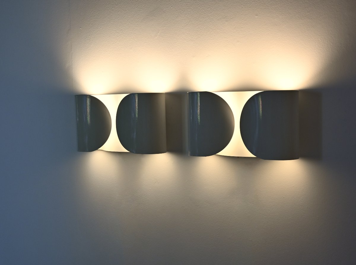 White Foglio Sconces By Tobia & Afra Scarpa For Flos, 1960s, Set Of 2-photo-2