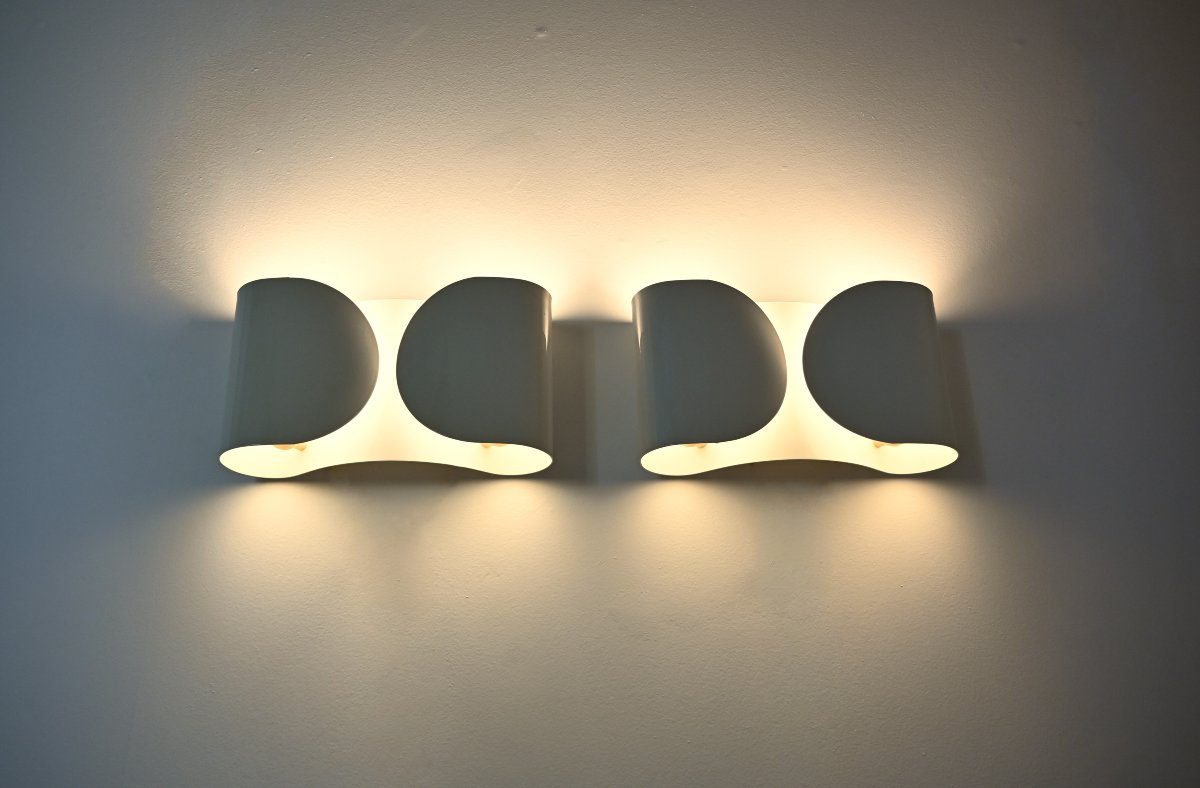 White Foglio Sconces By Tobia & Afra Scarpa For Flos, 1960s, Set Of 2-photo-3