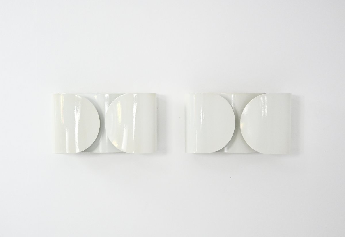 White Foglio Sconces By Tobia & Afra Scarpa For Flos, 1960s, Set Of 2