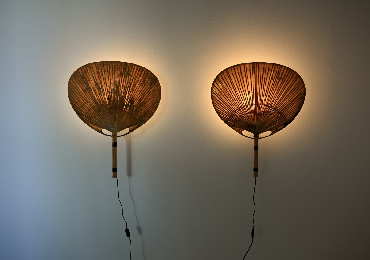 Paire d'appliques murales « Uchiwa » d'Ingo Maurer pour M Design, années 1970-photo-4