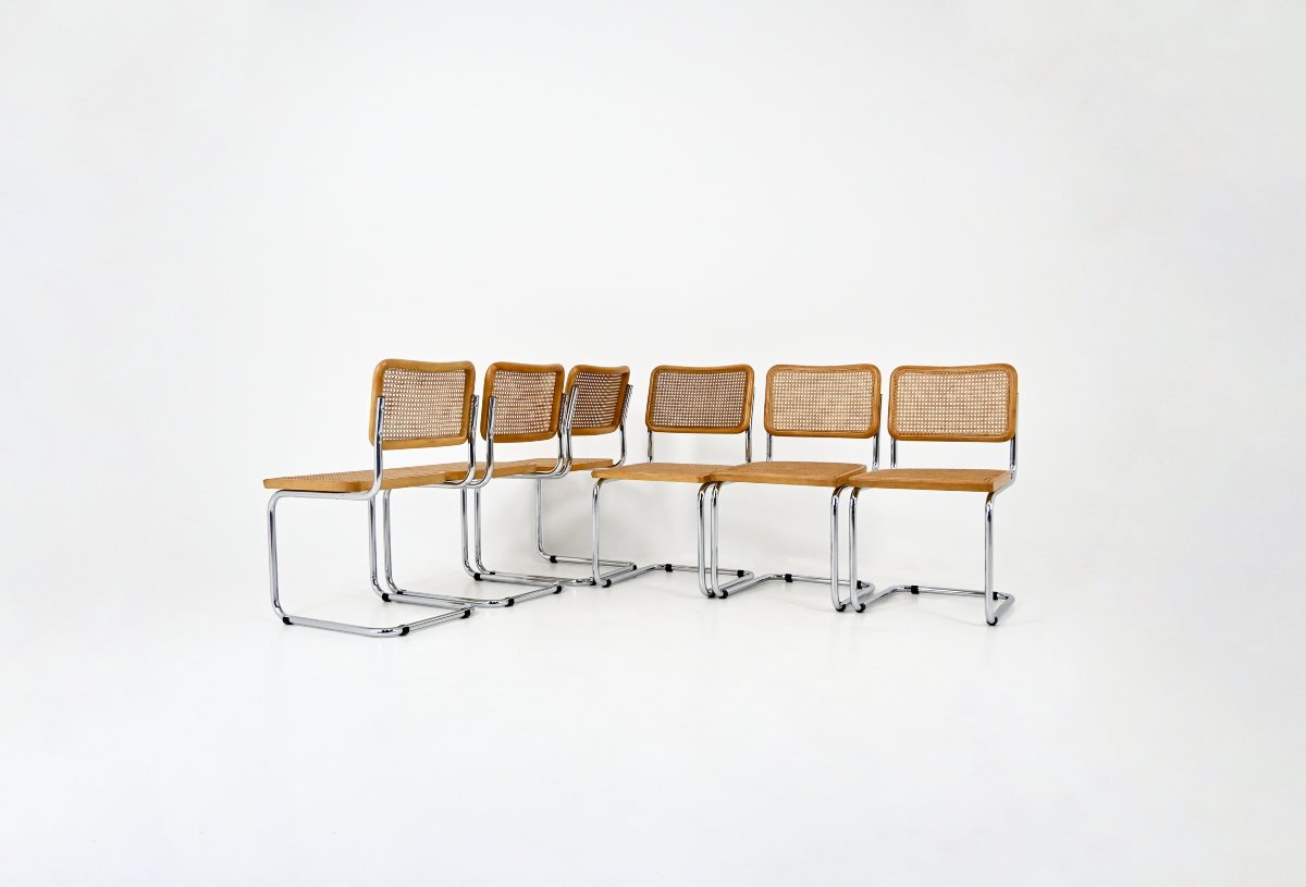 Ensemble de 6 Chaises de salle à manger modèle B32 de Marcel Breuer