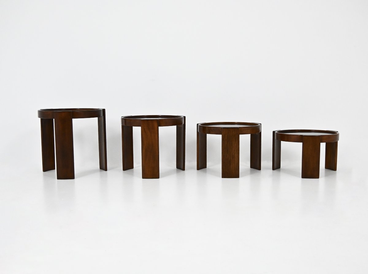 Set Of 4 Nesting Tables, Model 780, By Gianfranco Frattini For Cassina, 1960s-photo-3