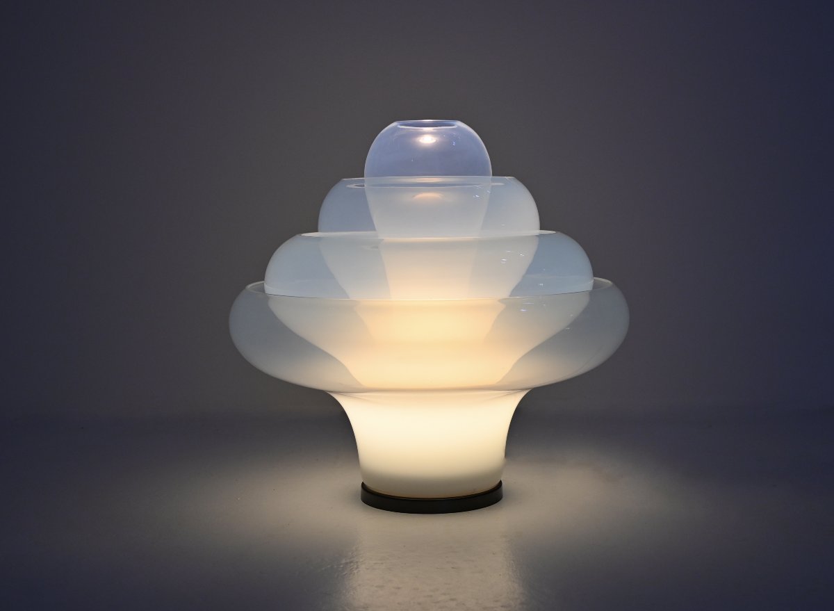 Lt305 “lotus” Table Lamp By Carlo Nason For Mazzega, 1960s