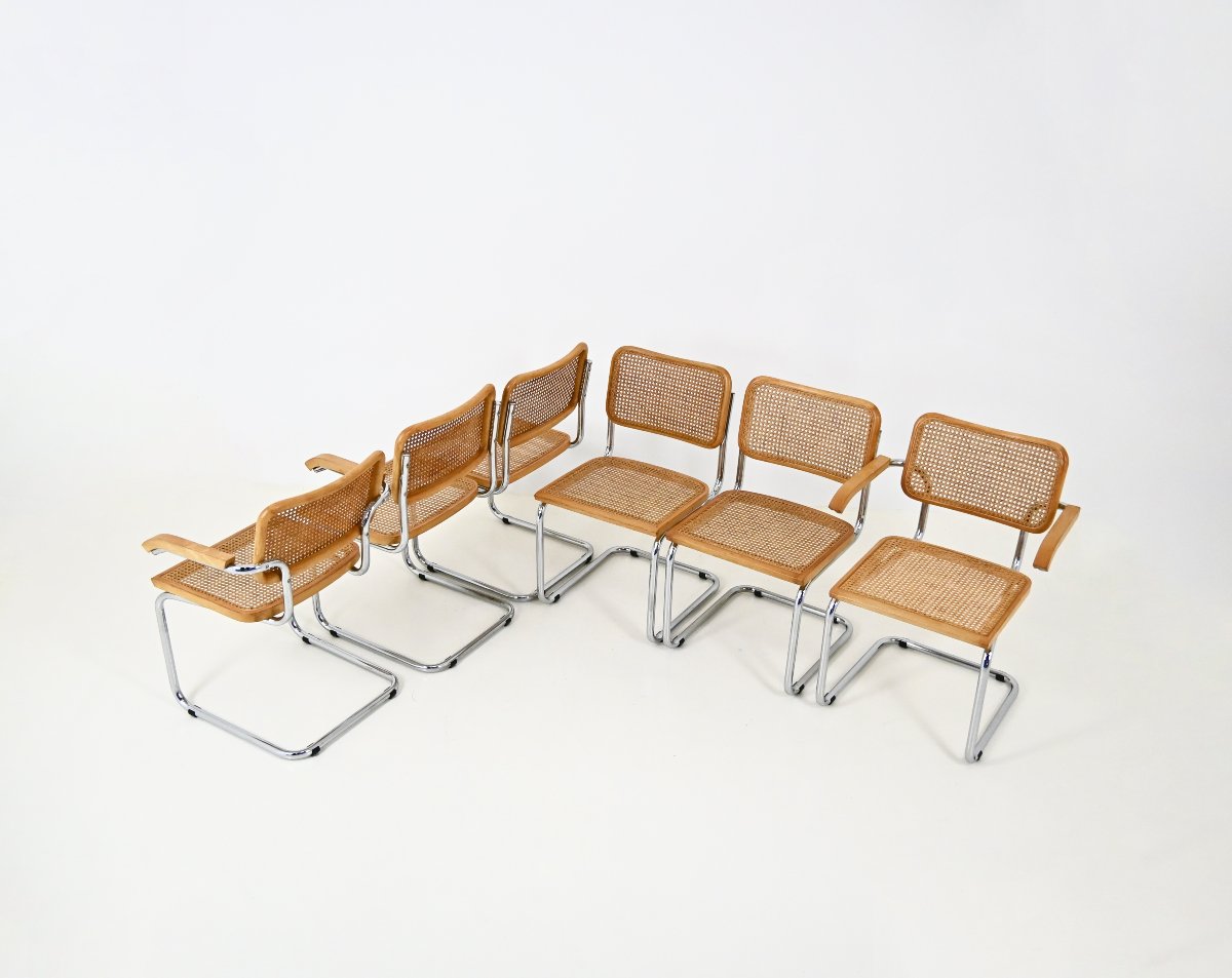 Ensemble de 6 chaises de salle à manger Style B32 par Marcel Breuer-photo-2