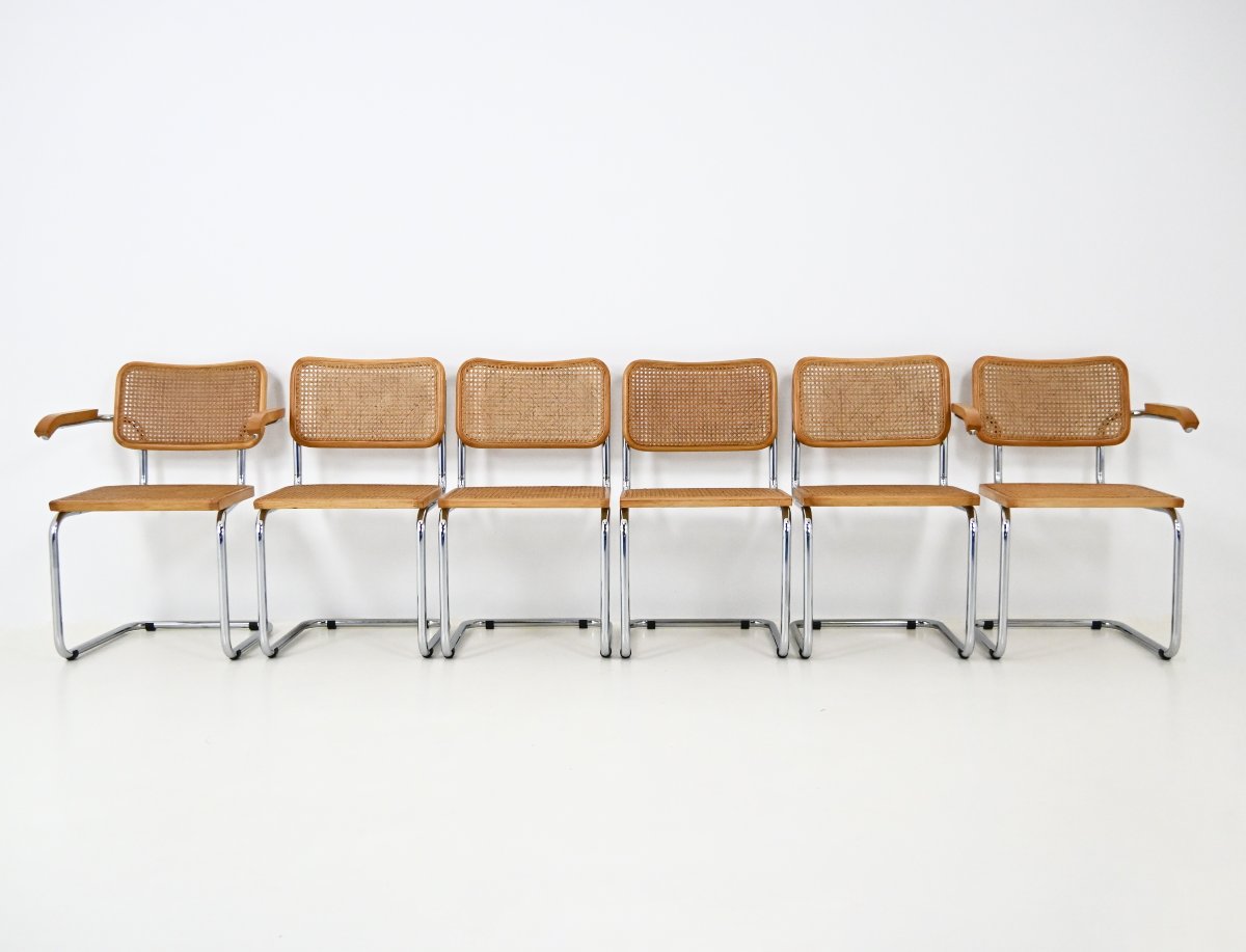 Ensemble de 6 chaises de salle à manger Style B32 par Marcel Breuer-photo-3