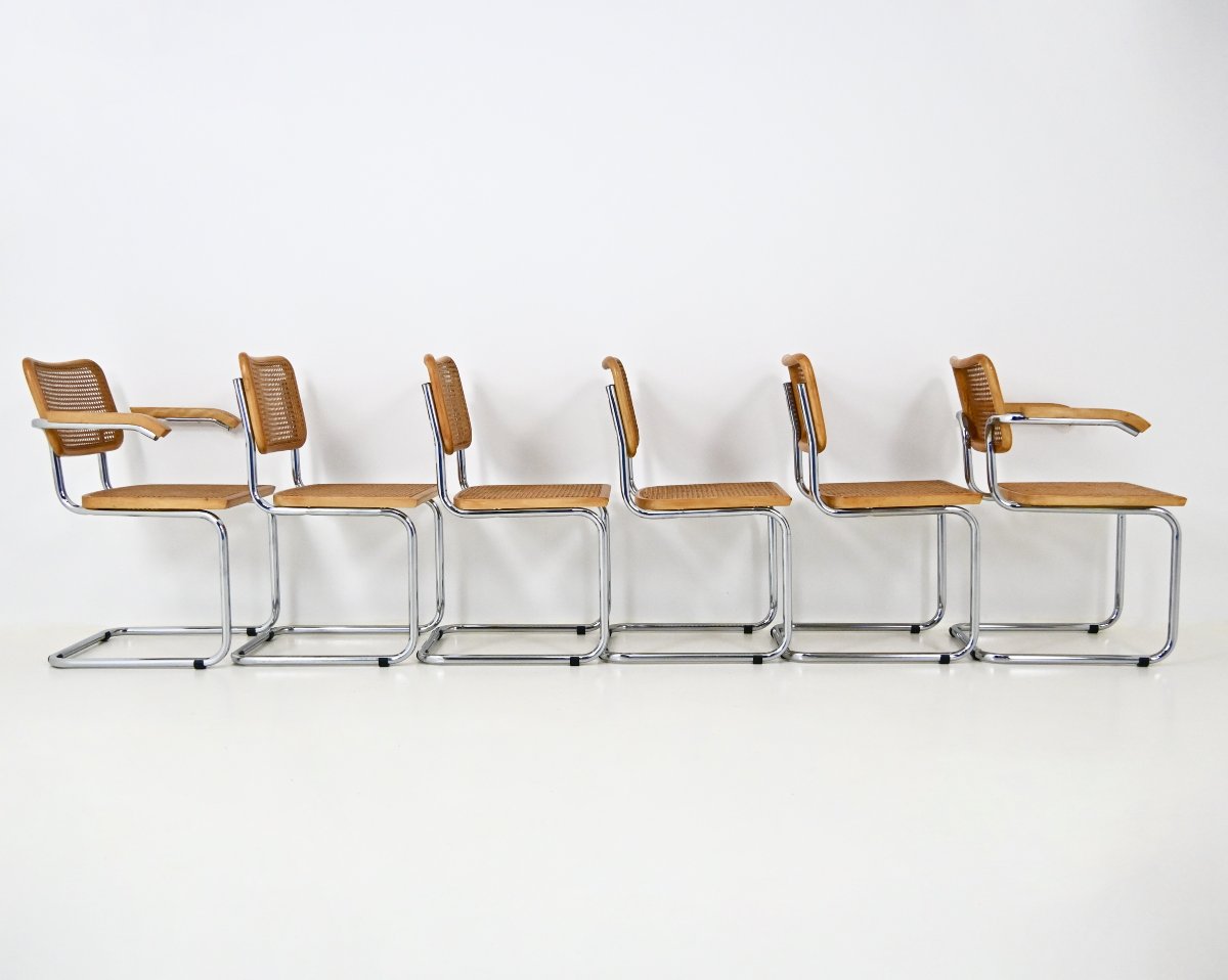 Ensemble de 6 chaises de salle à manger Style B32 par Marcel Breuer-photo-4