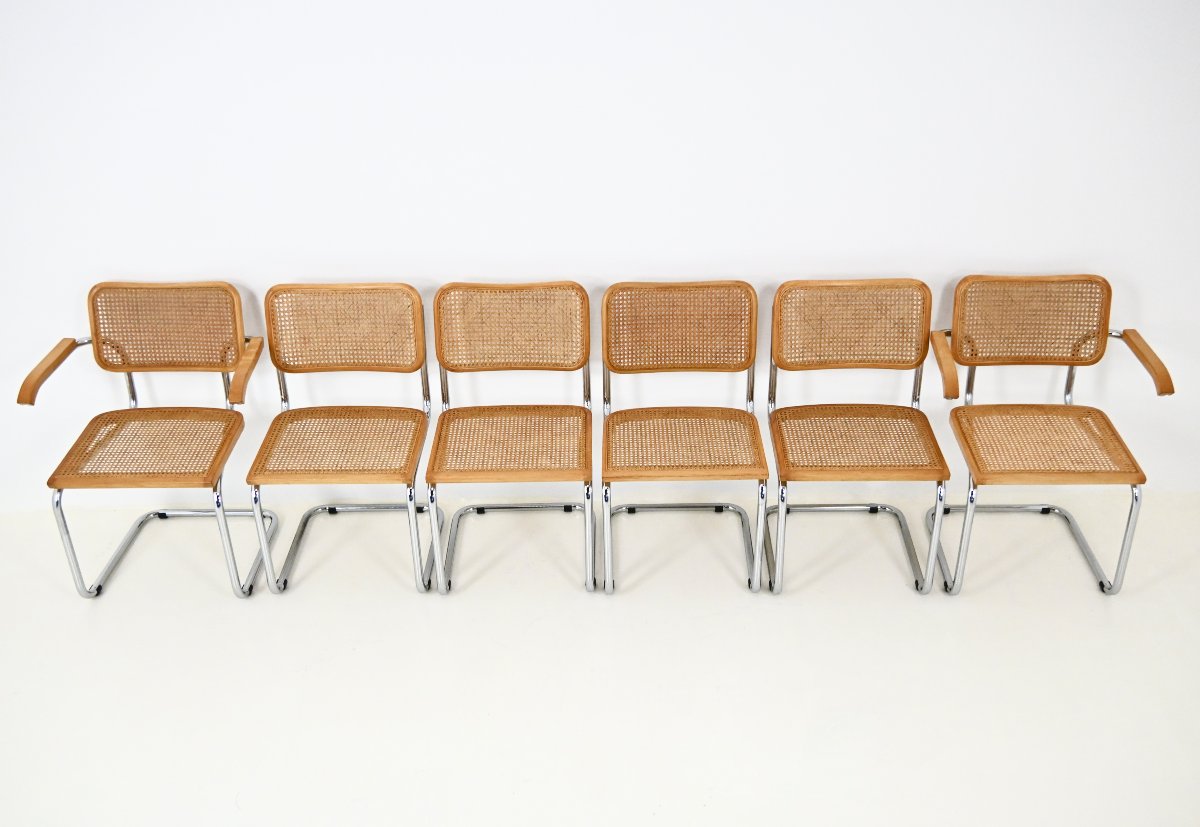 Ensemble de 6 chaises de salle à manger Style B32 par Marcel Breuer-photo-3
