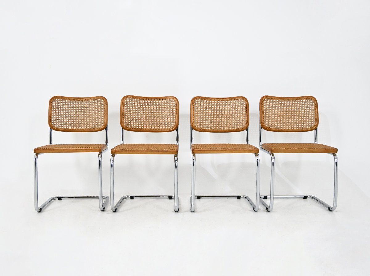 Ensemble de 4 chaises de salle à manger Style B32 de Marcel Breuer-photo-2