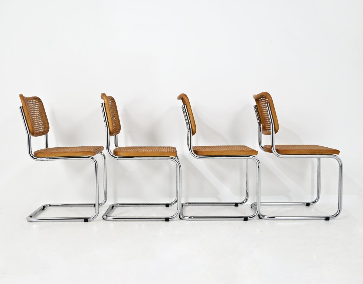Ensemble de 4 chaises de salle à manger Style B32 de Marcel Breuer-photo-3