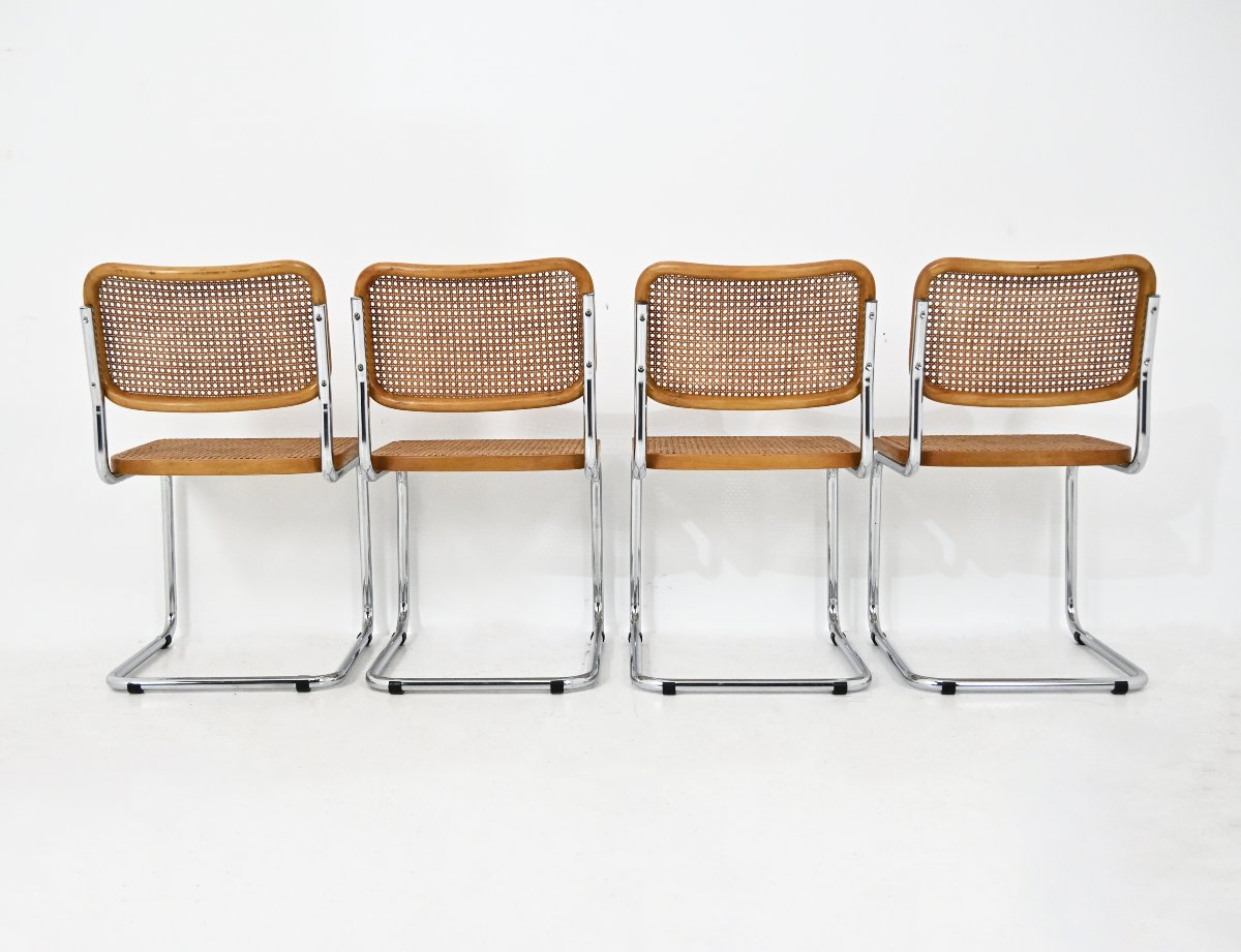 Ensemble de 4 chaises de salle à manger Style B32 de Marcel Breuer-photo-4