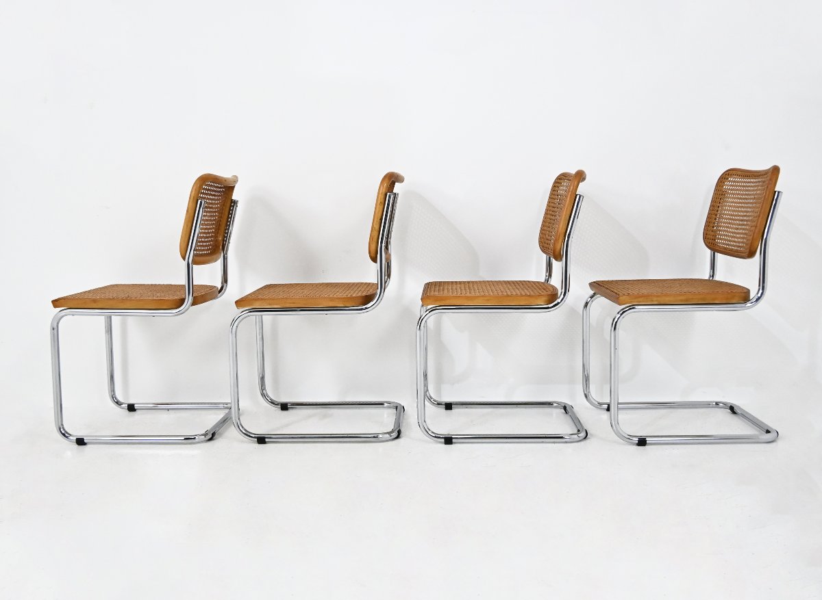 Ensemble de 4 chaises de salle à manger Style B32 de Marcel Breuer-photo-1