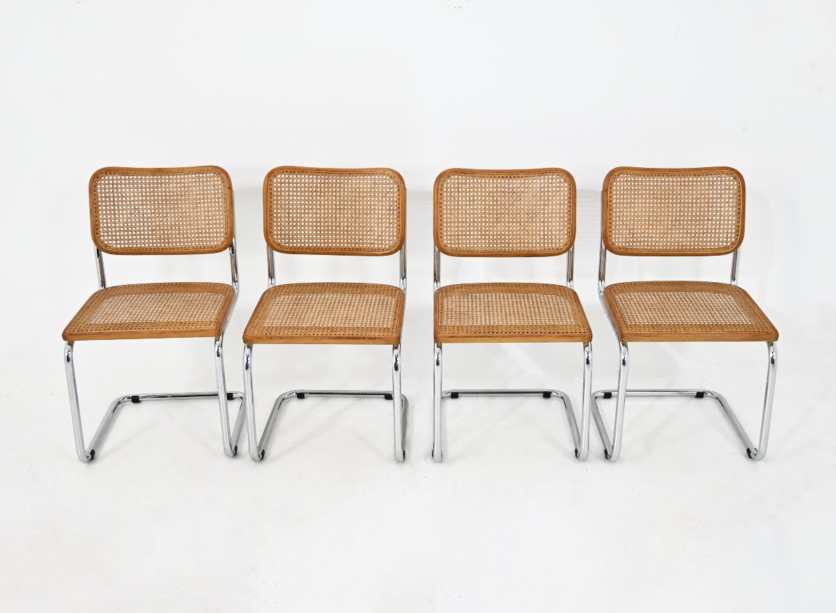 Ensemble de 4 chaises de salle à manger Style B32 de Marcel Breuer-photo-2