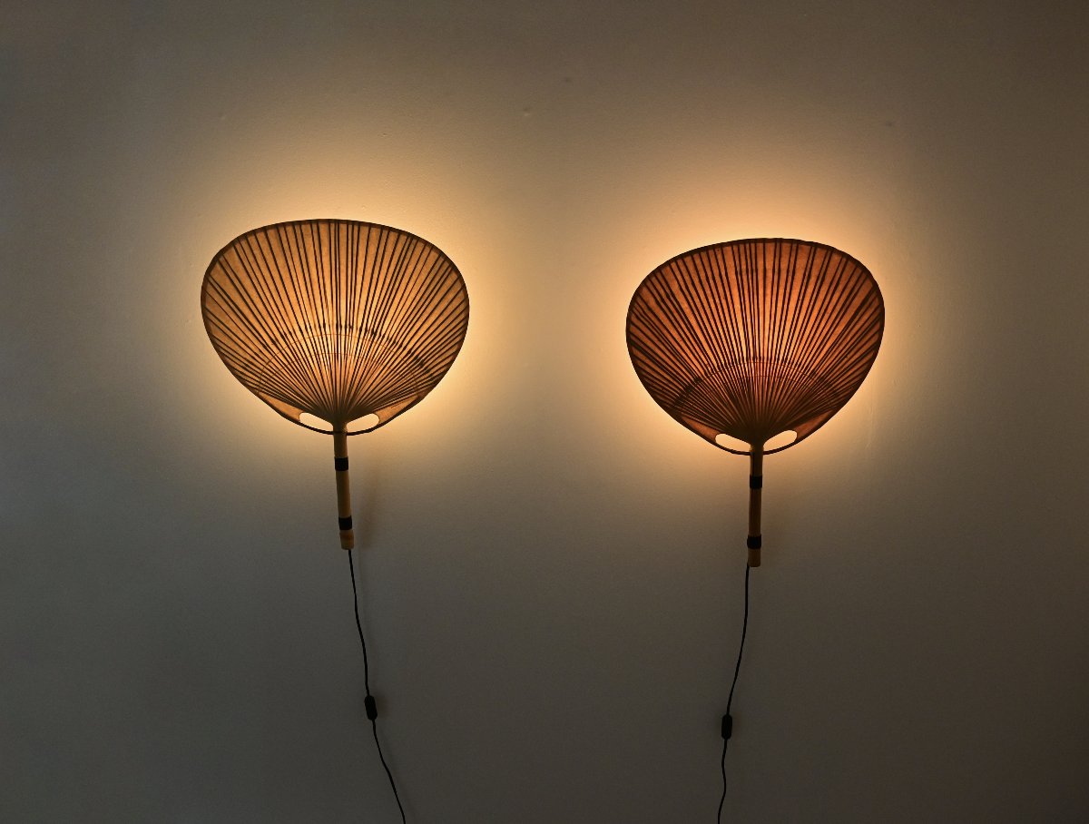 Pair Of “uchiwa” Wall Sconces By Ingo Maurer For M Design, 1970s-photo-2