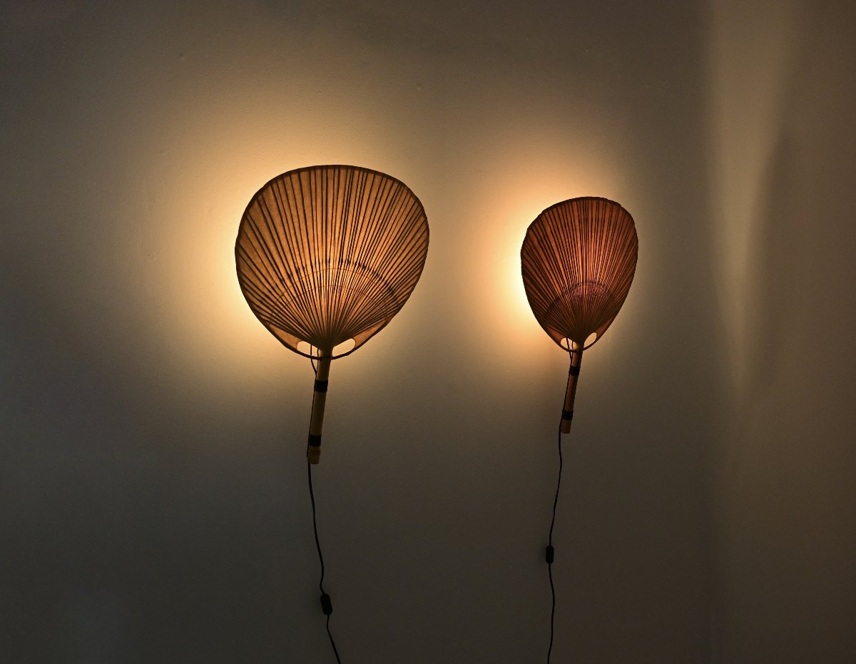 Pair Of “uchiwa” Wall Sconces By Ingo Maurer For M Design, 1970s-photo-4