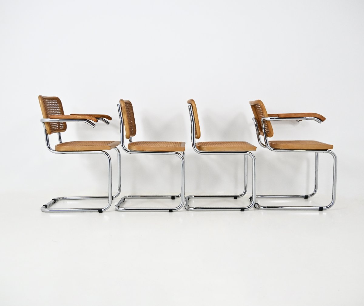 Set Of 4 B32-style Dining Chairs By Marcel Breuer-photo-4