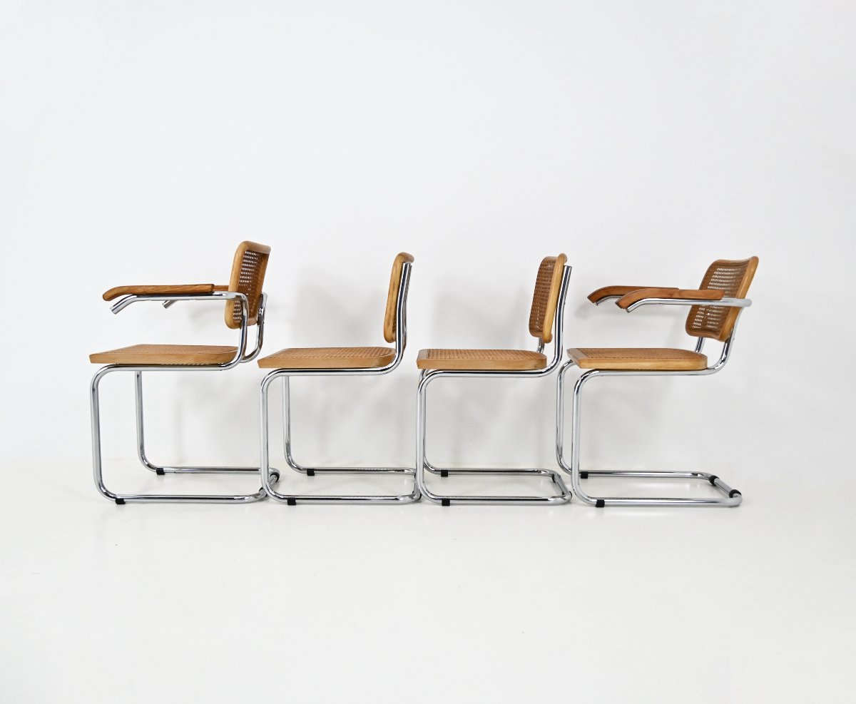 Set Of 4 B32-style Dining Chairs By Marcel Breuer-photo-2