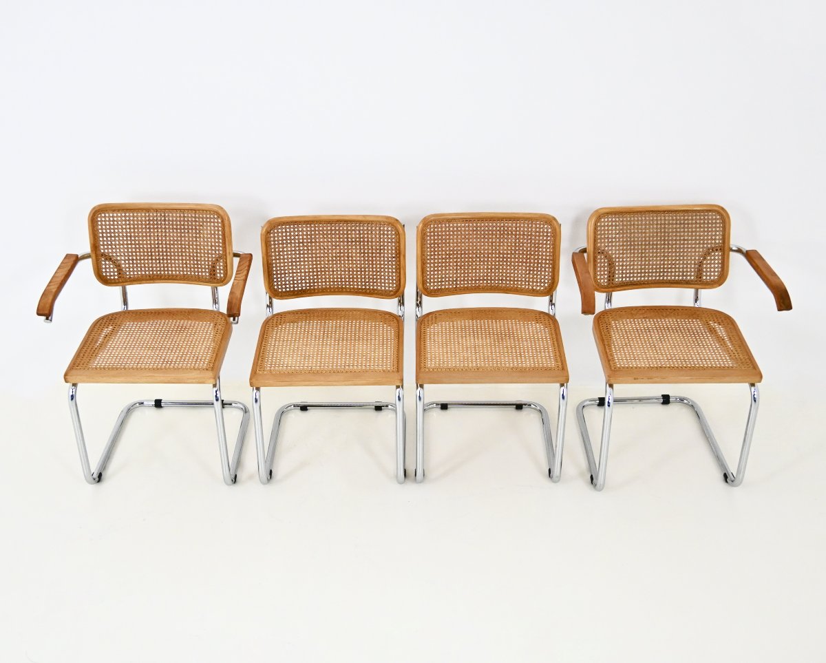 Set Of 4 B32-style Dining Chairs By Marcel Breuer-photo-3