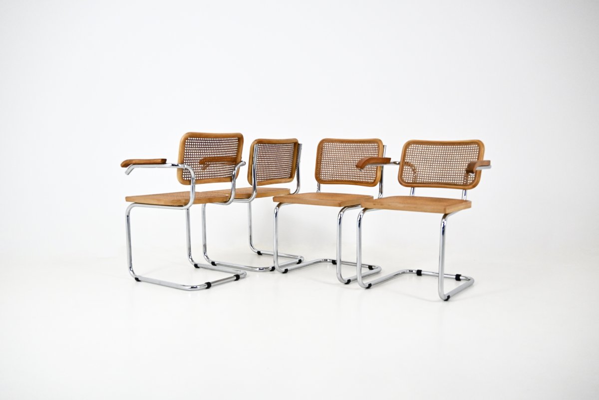 Set Of 4 B32-style Dining Chairs By Marcel Breuer