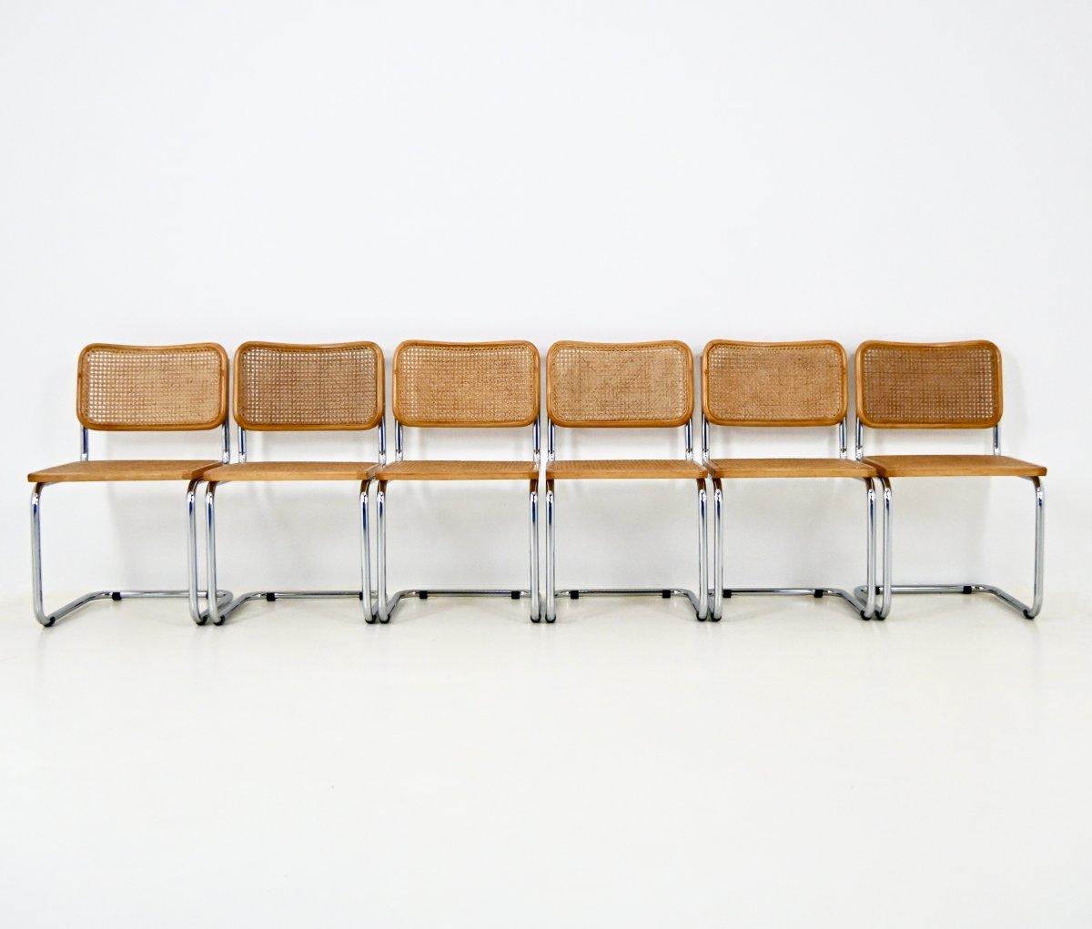 Ensemble de 6 chaises de salle à manger style B32 de Marcel Breuer-photo-3