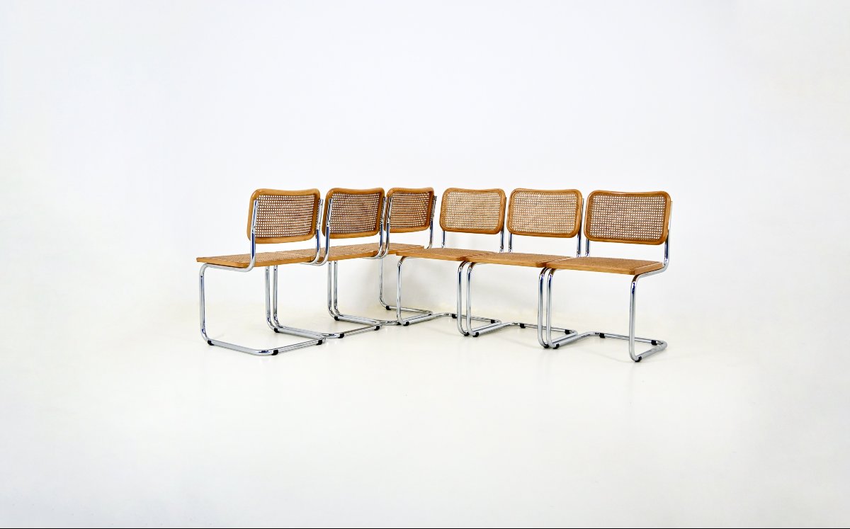 Ensemble de 6 chaises de salle à manger style B32 de Marcel Breuer