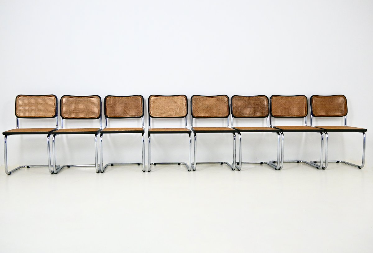 Ensemble de 8 chaises de salle à manger style  B32 de Marcel Breuer-photo-3
