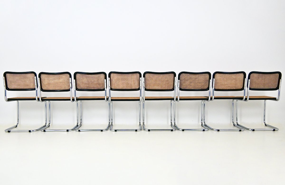 Ensemble de 8 chaises de salle à manger style  B32 de Marcel Breuer-photo-1