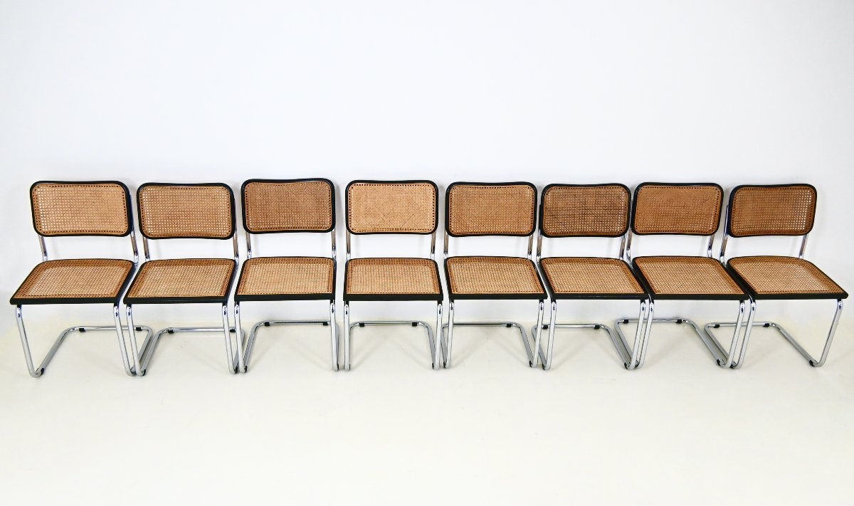 Ensemble de 8 chaises de salle à manger style  B32 de Marcel Breuer-photo-3