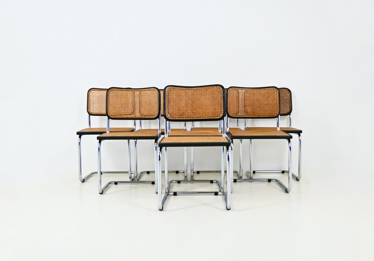 Ensemble de 8 chaises de salle à manger style  B32 de Marcel Breuer