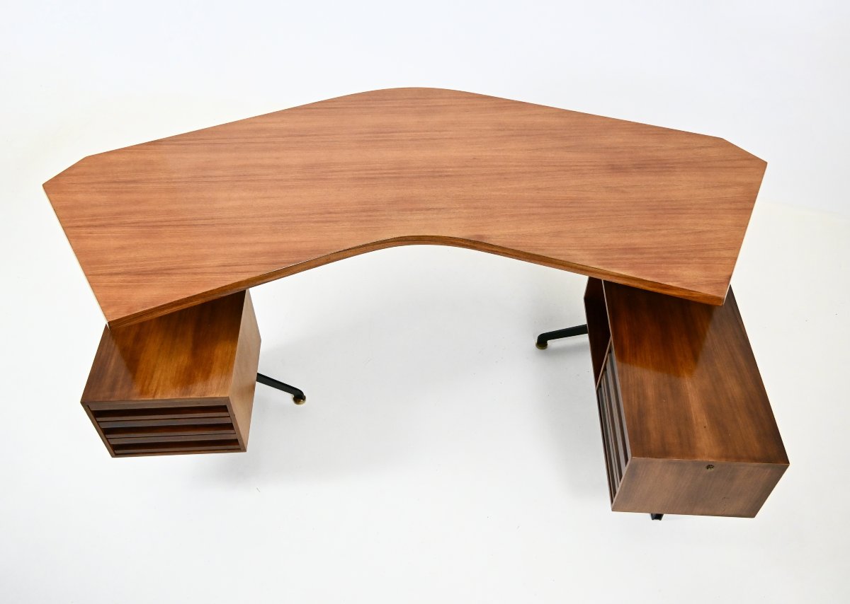 Bureau « Boomerang » d'Osvaldo Borsani pour Tecno, années 1950-photo-1