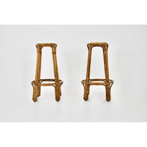 1960s Rattan Stools, Set Of 2