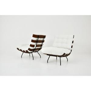 Fauteuils de salon Costela Par Martin Eisler & Carlo Hauner Pour Forma, 1950, Ensemble De 2