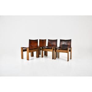 Set Of 4 Monk Dining Chairs By Afra & Tobia Scarpa For Molteni, 1970s