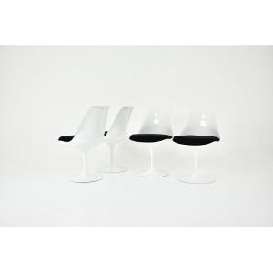 Ensemble De 4 Chaises De Salle à Manger Tulip Par Eero Saarinen Pour Knoll International , 1970