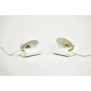 Lampes  Bugia Blanches De Giuseppe Cormio Pour Iguzzini, Années 1970, Ensemble De 2