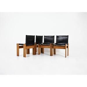 Set Of 4 Monk Chairs By Afra & Tobia Scarpa For Molteni, 1970s