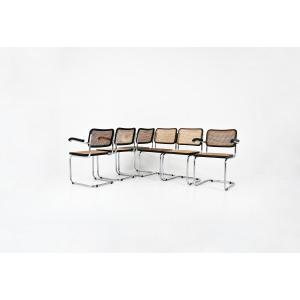 Ensemble de 6 Chaises de salle à manger Style B32 par Marcel Breuer 